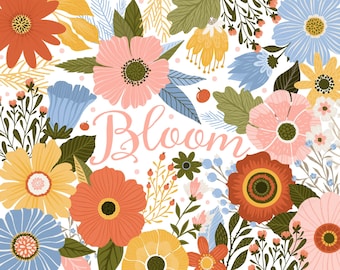 Flower Clipart Blush Blooms, Floral Wedding Clip Art, Spring Summer Party, Wildflower Clip Art Graphics, Daisy Clipart, Laurels, PNG JPG
