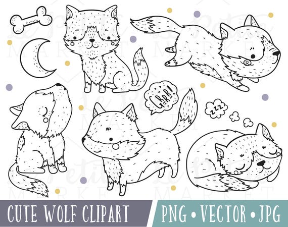 Cute Wolf Clipart Images, Cute Husky Clipart Images, Cute Wolf Dog Clipart, Wolf Clip Art, Wolf Digital Stamps, Husky Malamute Clipart PNG