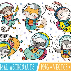 Imágenes prediseñadas de astronautas lindos, imágenes prediseñadas de astronautas de animales, imágenes prediseñadas de ciencia linda, imágenes prediseñadas para maestros, astronautas de Woodland, astronautas de Kawaii