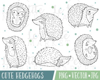 Cute Hedgehog Clipart Images, Vector Hedgehog Clip Art, Hedgehog Illustrations, Digital Stamps, Commercial Use, Hedgehog PNG