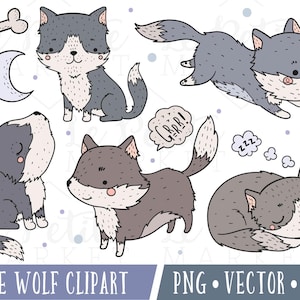 Cute Husky Clipart Images, Cute Wolf Clipart, Husky Clip Art, Malamute Clipart, Kawaii Dog Clipart, Kawaii Husky Clipart, Wolf Clip Art