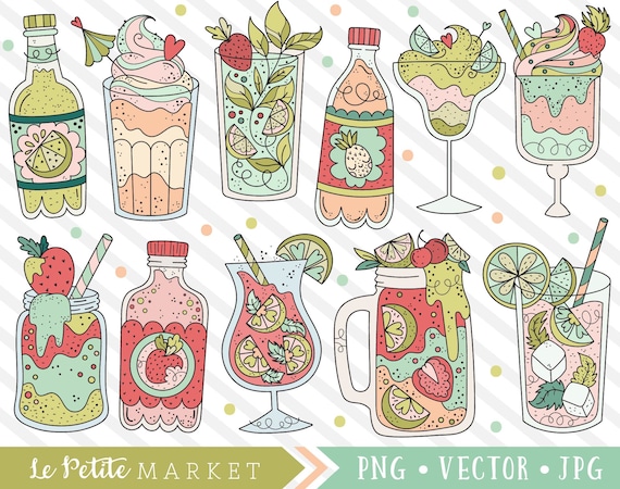 Sommer Getranke Cliparts Trinken Clipart Illustrationen Etsy
