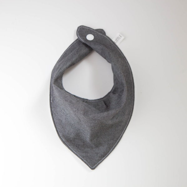 Bandana Bib -  Grey Denim Look Cotton - Gender Neutral