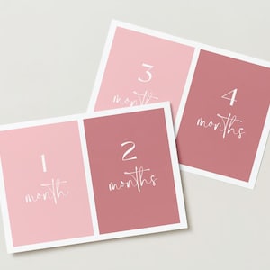 Baby Meilenstein Karten, Baby Monatskarten, druckbare Karten, digitaler Download, minimalistisch. Rosa