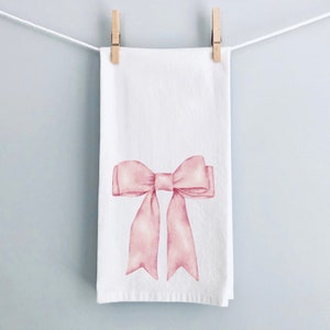 Pink Bow Tea Towel Grandmillennial Kitchen Decor