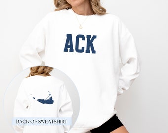 Nantucket Sweatshirt ACK Crewneck Nantucket Bachelorette Gift Coastal Beach Town Hoodie Nantucket Vacation Memento New England Outfit
