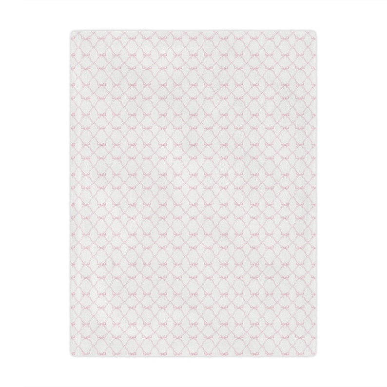 Pink Bow Throw Blanket Coquette Bedding for Girl Preppy Nursery Decor Pink and White Blanket College Girl Dorm Bedding for Baby Blanket image 2