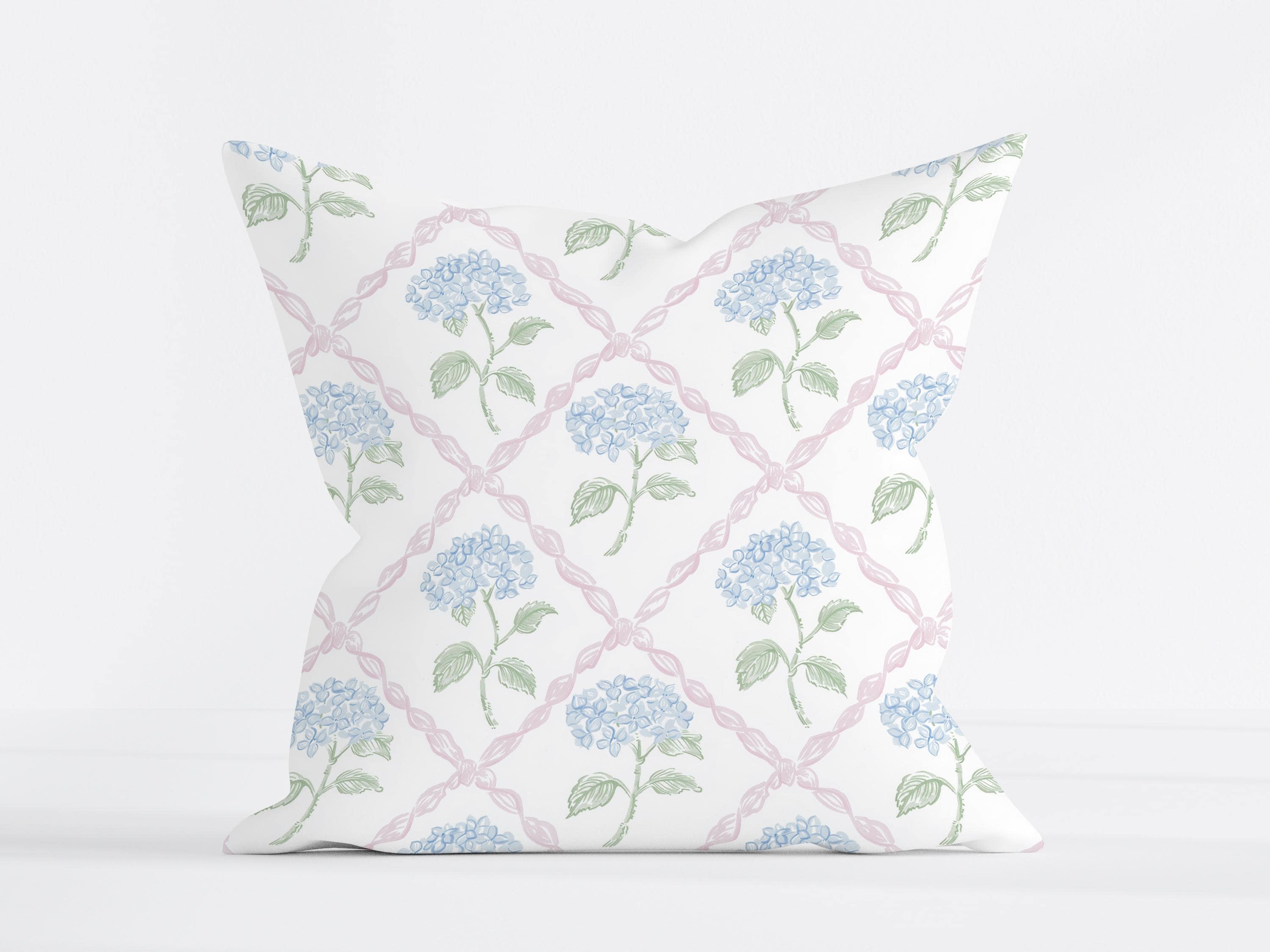 Pink and Blue Pillow for Toddler Girl Bedroom Decor Baby Girl Nursery Decor Grandmillennial Throw Pillow Hydrangea Pillow Pink Throw Pillow