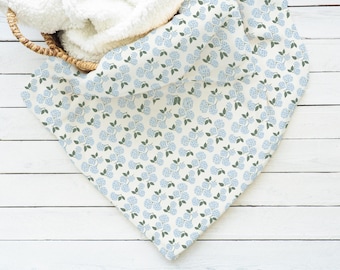Hydrangea Sherpa Blanket Blue Floral Throw Blanket Boho Floral Blanket Coastal Home Decor Gift Botanical Throw Blanket Preppy Dorm Blanket