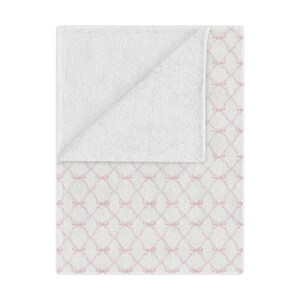 Pink Bow Throw Blanket Coquette Bedding for Girl Preppy Nursery Decor Pink and White Blanket College Girl Dorm Bedding for Baby Blanket image 3