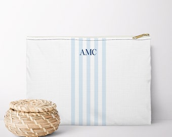 Personalized Pouch Monogram Bag Organizer Coastal Grandmother Gift Ideas Travel Zipper Pouch Monogrammed Accessory Pouch