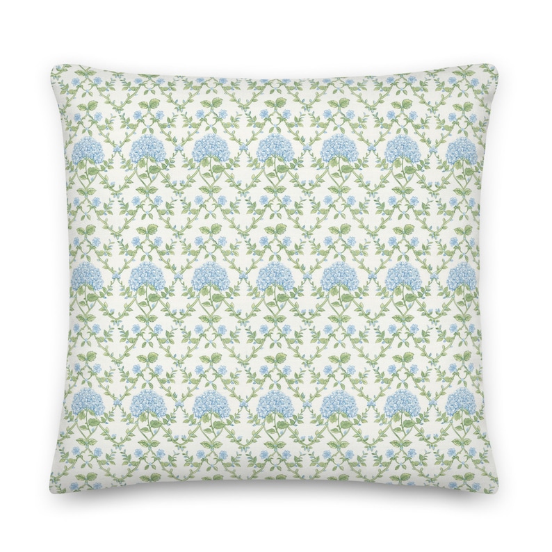 Blue and Green Pillows Green Throw Pillows Green and Blue Pillow Covers Dorm Decor Blue Throw Pillow Hydrangea Pillow Light Blue Pillows