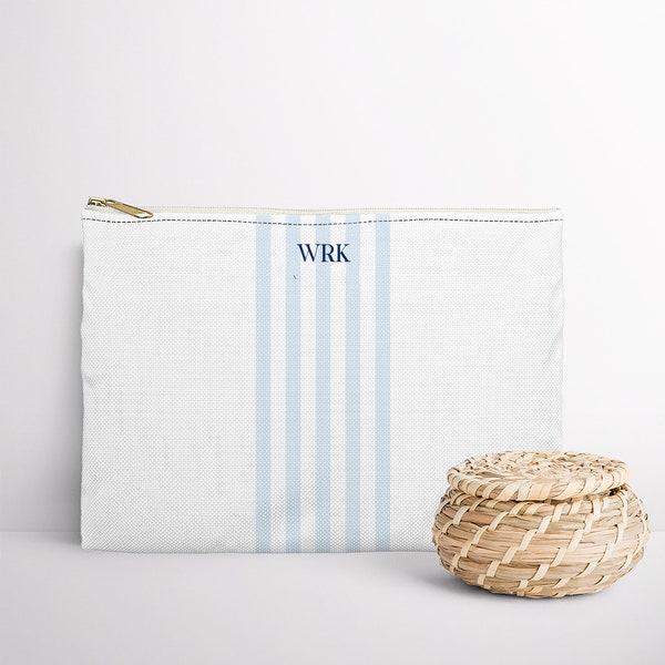 Pouches for Bridal Party Gift Monogram Pouch Light Blue Bridesmaid Gift Zipper Pouch Personalized Pouch Monogram Small Zipper Bag Bridesmaid