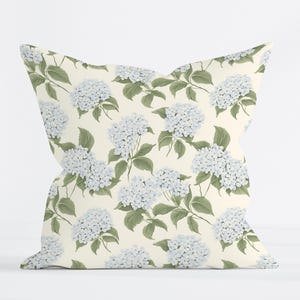 Hydrangea Pillow Blue Floral Throw Pillow Hydrangea Decor Girl Nursery Cushion Nursery Decor for Girl Dorm Decor Striped Pillow Cover Floral