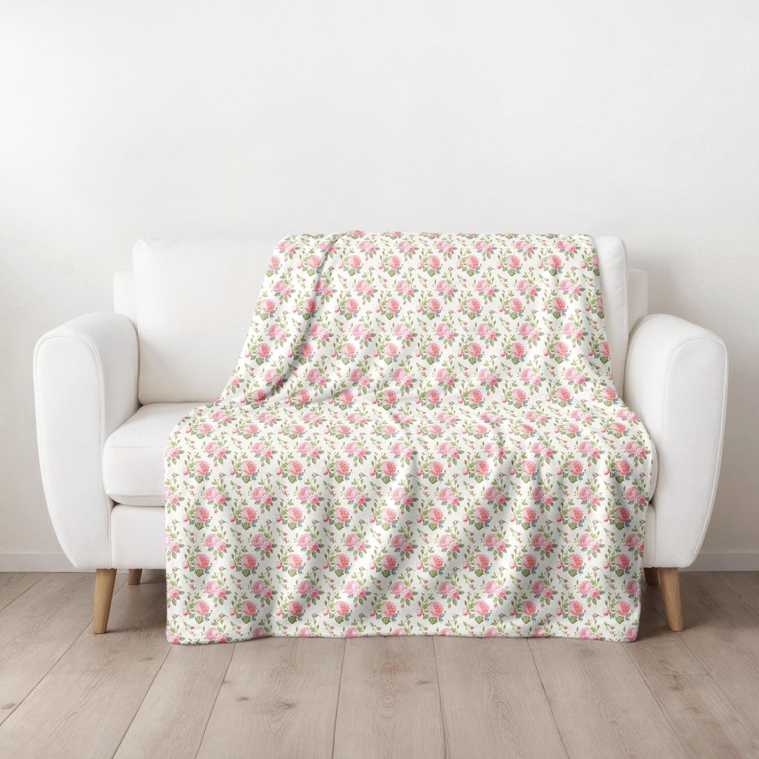 Petit Italia - Baby Girls Blue & Pink Floral Blanket main image 0