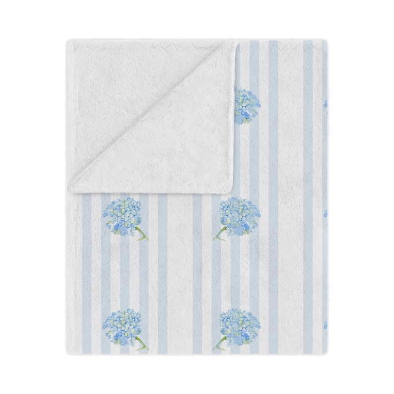 Blue Hydrangea Throw Blanket Floral Gift for Her Grandmillennial Home Decor Cozy Blanket Coastal Grandmother Gift Housewarming Gift Idea image 3