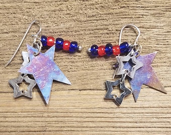 Star Spangled Silver Earrings