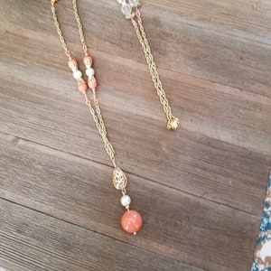 Coral Bead and Pearl Necklace