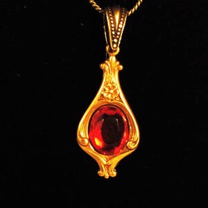 Oval Siam Glass (Red) Vintage look Necklace