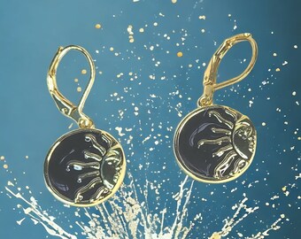 Black/Gold Solar Eclipse Earrings