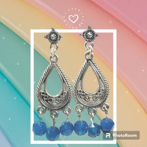 Silver or Gold Chandelier Earrings with Gemstones