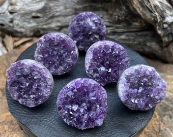 One Left! XL Natural Deep Purple Amethyst Knob, Pull - Geode Druzy Quartz Crystal Gemstone Drawer Cabinet Pulls Knobs, Nickel Finish