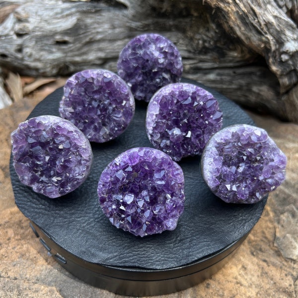 One Left! XL Natural Deep Purple Amethyst Knob, Pull - Geode Druzy Quartz Crystal Gemstone Drawer Cabinet Pulls Knobs, Nickel Finish