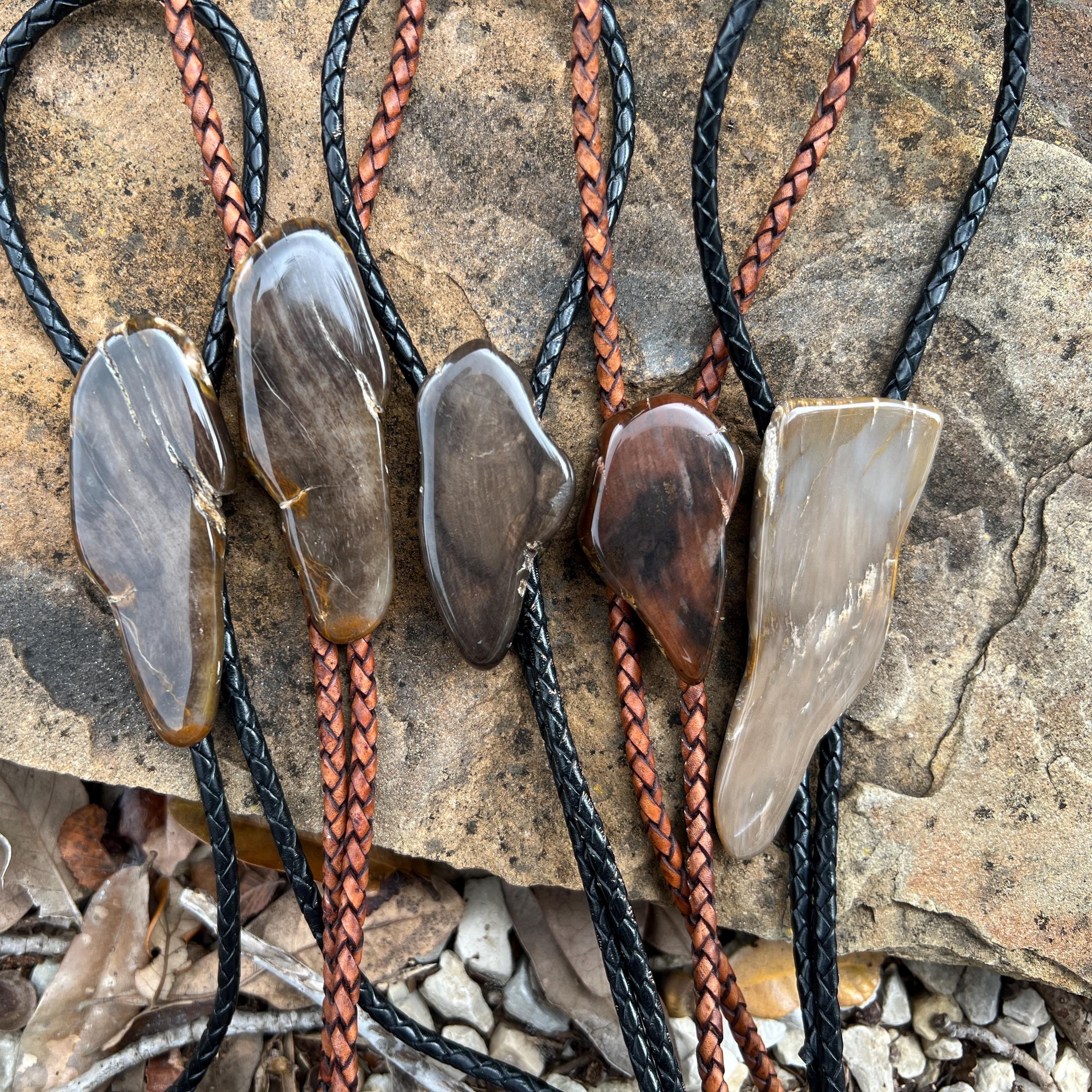 Petrified Wood Fossil Bolo Ties: Cowboy Wedding, Western Dance, Rodeo Attire