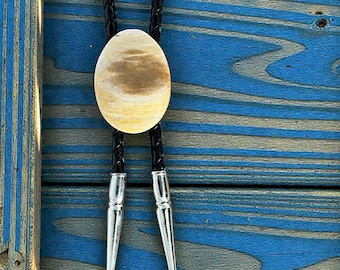 Petrified Wood Fossil Bolo Tie: Unisex Cowboy Wedding, Western Dance, Rodeo Attire