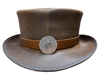 Cinta para sombrero de cuero ajustable con diseño de mandala, hecha a mano - Estilo western bohemio Santa Fe (No incluye sombrero)
