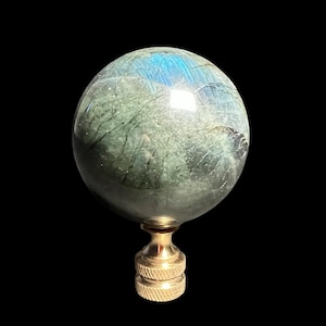 45mm Labradorite Gemstone Sphere Lamp Finial, Standard 1/4 27 UNF - Natural Home Decor, Rock Collector Gift  Crystal Collector Gift  LF11