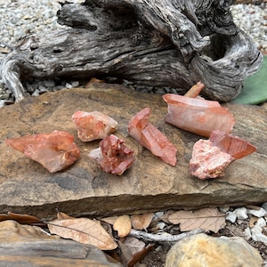 LOT 3  Natural RAW Hematoid Hematite Tangerine Red Quartz Crystal, Morocco