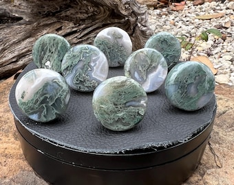 Pomo de ágata musgosa para gabinete: tirador de piedra natural para muebles - Pequeño/Mediano (30 a 33 mm)