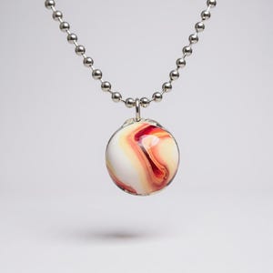 Vintage Soldered Marble Pendant Necklace: UV Reactive Recycled Jewelry