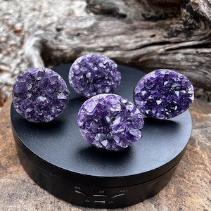 XL Deep Purple Amethyst Geode Druzy Crystal Drawer Cabinet Pulls Knobs, Black Base, Natural Home Decor, Gemstone Knobs AK21