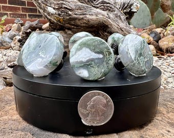 Pomo de ágata musgosa para muebles: tirador de piedra natural - Mediano, 34 a 38 mm