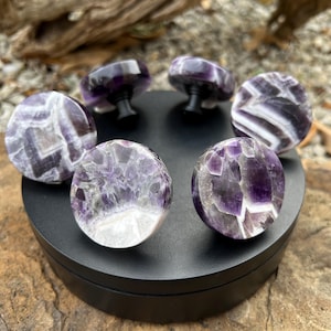 Chevron Amethyst Crystal Knobs: Natural Gemstone Furniture Hardware