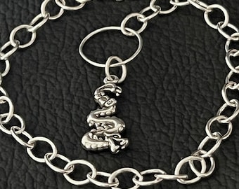 Pulsera de plata de ley con dije de dragón - Cadena ajustable