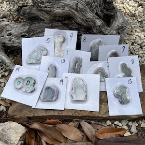 Amethyst and Quartz Crystal Polished Stalactite Flower Slices, Crystal Crafts, Crystal Jewelry Supplies, Crystal Collector Specimens