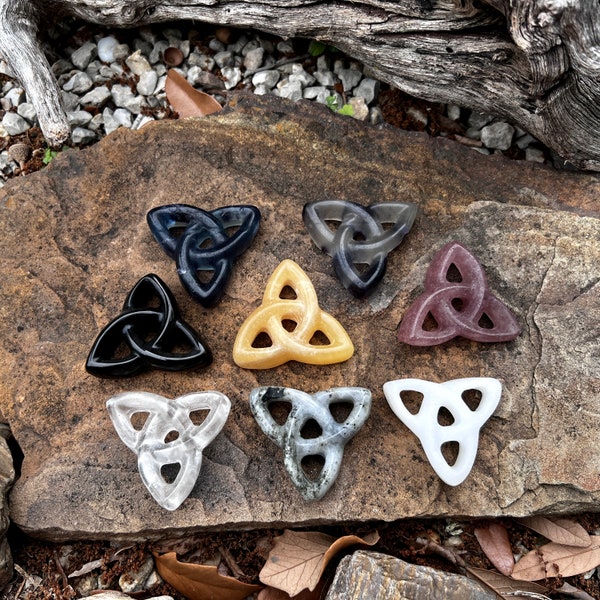 Exquisitely Carved Stone Celtic Knots, Trinity Knot, Triquetra, Triple Goddess, Rock Collector Gift, Altar Tool, Crystal Collector Gift