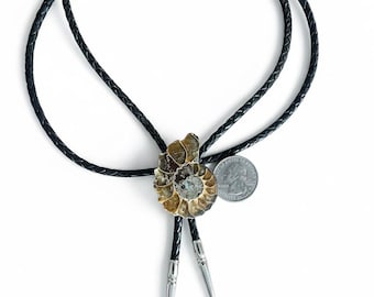 Ammonite Fossil Bolo Tie: Cowboy Wedding, Rodeo Attire, Southwest Style