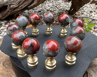 Bloodstone Sphere Lamp Finial: Natural Stone Home Decor (1.7" Tall)