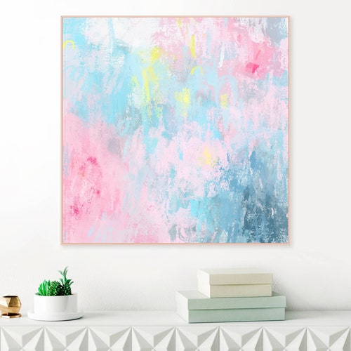 Lilium Dusty Pink and Navy Blue Wall Art Print Abstract Art Etsy