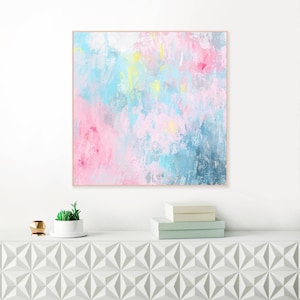 Abstract printable art, Pastel abstract art print, modern large wall art, blue and pink wall art, print from original painting