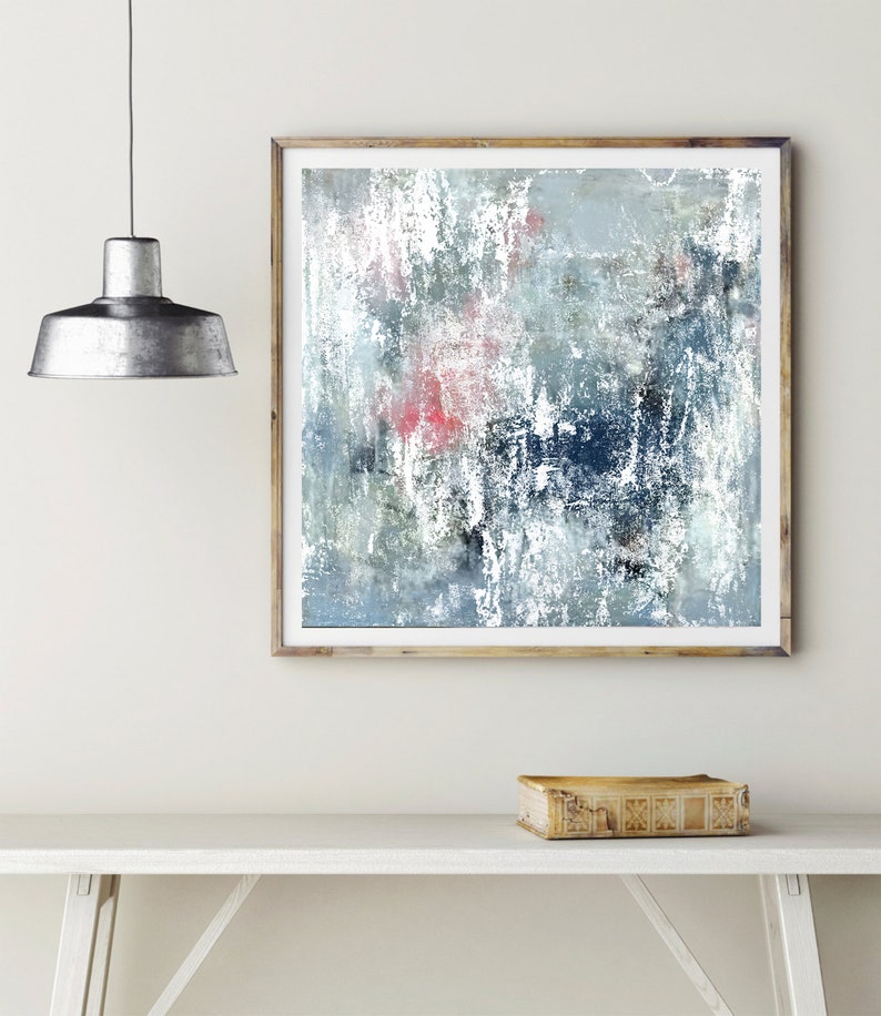 Abstract print grey print Navy wall art Abstract Painting Etsy