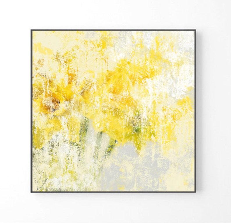 Wall Decor Abstract Painting Botanical Print Art Prints Yellow Gray