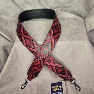 Dark Cherry Red diamond Embossed genuine cowhide leather replacement strap/cut-resistant/ purse strap/bag strap/shoulder handbag strap