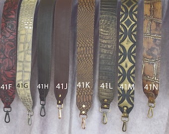 2" Embossed genuine cowhide Leather replacement strap/cut-resistant/ leather purse strap/bag strap/crossbody strap/camera strap