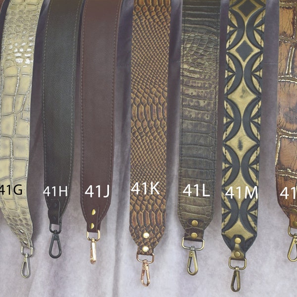 2" Embossed genuine cowhide Leather replacement strap/cut-resistant/ leather purse strap/bag strap/crossbody strap/camera strap