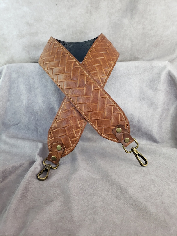  Purse Strap Replacement Crossbody Guitar Straps for Handbags  Shoulder Strap Adjustable Replacement for Bag Vintage Pattern with Cowhide  Genuine Leather Width 2 Inch